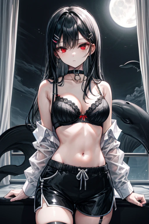 (Best Lighting) , (Ultra Intricate Detail) , 4K Unified, (Ultra Detailed CG: 1.2) , (8K: 1.2), (Original), (Masterpiece) , (Best Quality), (Masterpiece: 1.4), anime-like high quality, (masterpiece), masterpiece, solo, best quality, absurdity, dark series, ((Master Peace, 4k, 8k, high resolution)), solo (female demon (black and red, beautiful, mysterious, intricate, melancholic appearance, extremely seductive expression)), she sits on the water, hair, slender legs, black suspender stockings, surreal, epic landscape