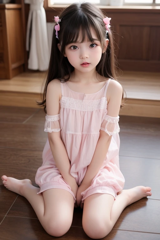 Sister in 4th grade、10 years old、125cm negligee、smile、