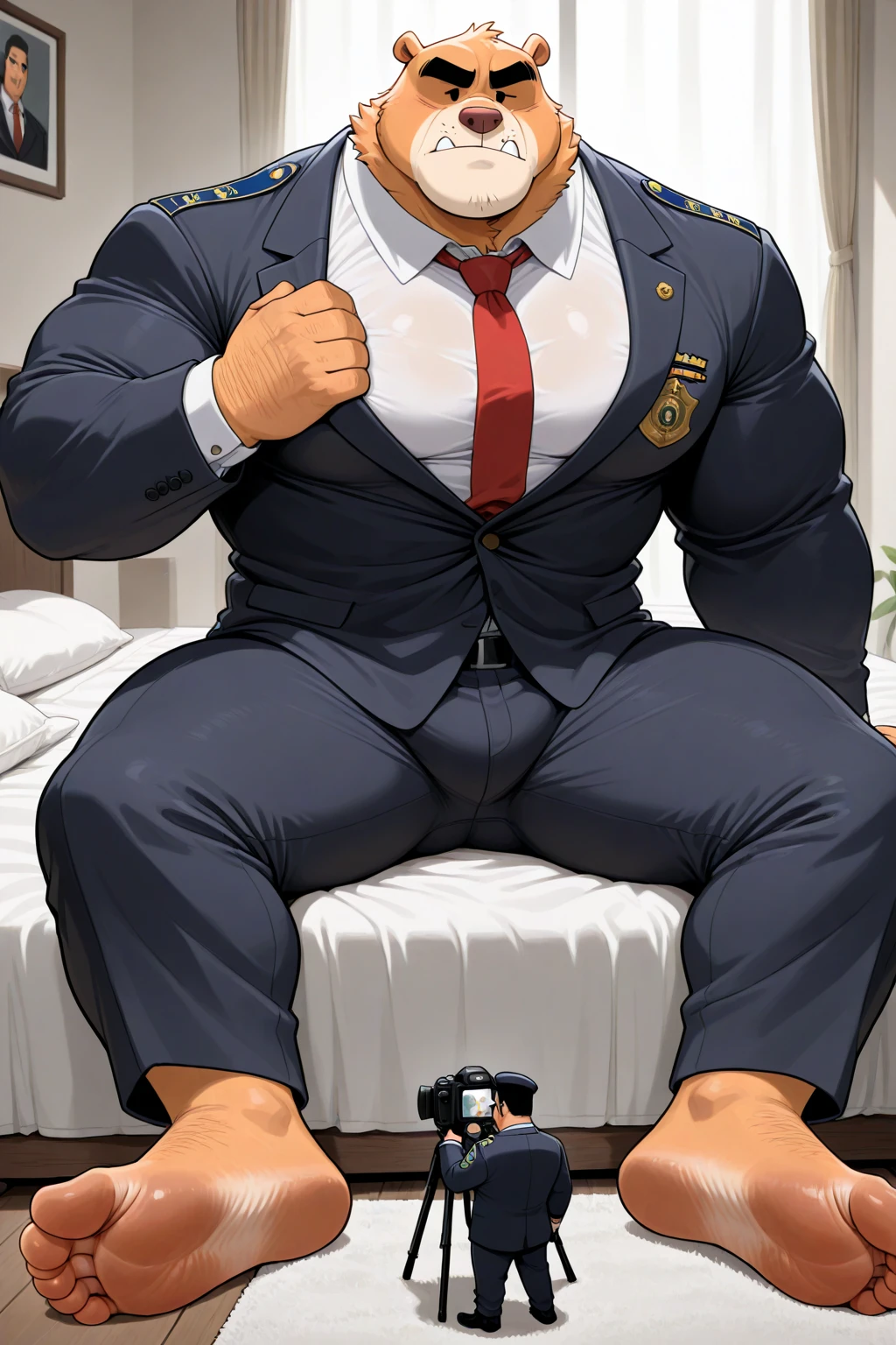 45 yers old,Hidetoshi Nakata ,(Kogoro Mouri 1.3),浴室,A muscular man crouches,Raised butt,leg wide open,Crotch contour,wearing an sexy underwear,with mustache,tmasterpiece,k hd,the feet,Sport Tank Top,semi transparent,black long socks,The barefoot,Thick chest hair,dark-skin,scowling,ssmile