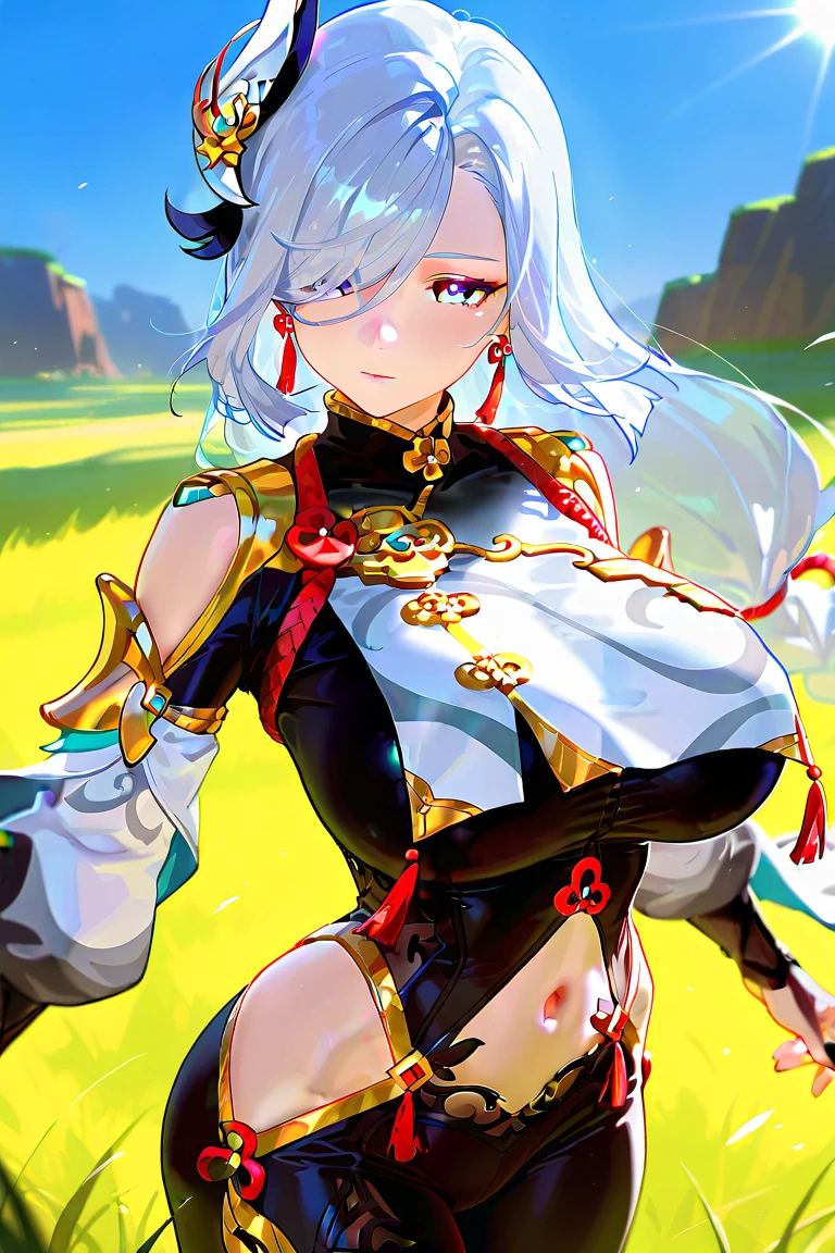 ((masterpiece)), ((best quality)), ((game)), girl, ((princess king boo character)), ((beautiful body)), pale skin, ((red eyes)), eyebrow , ((ear)), happy, smile, hair, ((hair highlights effect)), ((white clothes)), (arms), thin waist, ((thick legs)), ((big thigh)) , standing, ((background scenery)), ((game map)), ((Mario world)), ((fighting arena)), ((seeing)), ((hair swaying)), ( (mountain)), ((leaves flying)), ((beautiful day)), pov, ((viewer view)), ((want to hug)), ((blush)), lustful,
