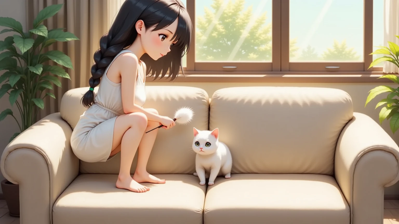 Angel and Cat、(8K、hightquality、Crystal clear to the touch、Like the photo、The feel of real human skin、odd eye、beautiful plumage、Clothes made of soft materials