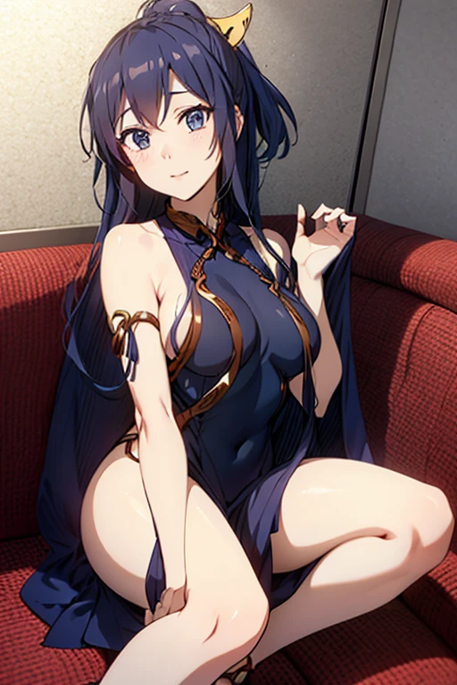 Girl seen from the floor, beautiful Girl , nude , Beautiful face, Cinematic lighting, Golden ratio, Spread legs widely , Spread vagina with hands ,Blue detailed eyes