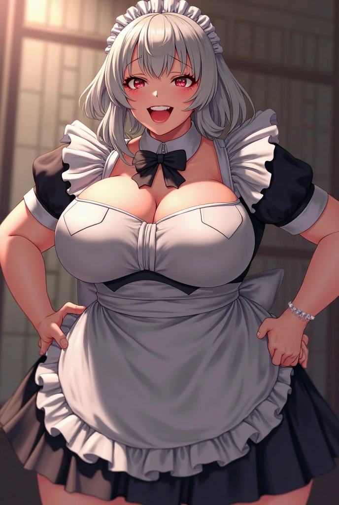 (masterpiece:1.2, best quality:1.2, beautiful, high quality, highres:1.1, aesthetic), detailed, extremely detailed, ambient soft lighting, 4K, perfect eyes, perfect face, perfect lighting, 1girl, solo, huge breasts, narrow waist, wide hips, thick thighs, curvy, nude, short hair, standing, looking at viewer, only apron, kitchen background, and18, 1girl