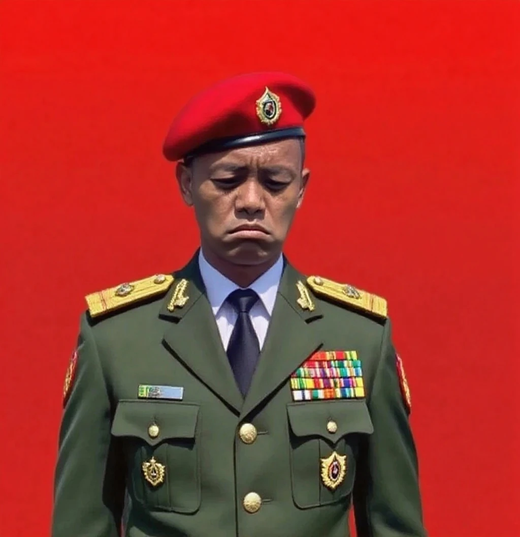 Colorful uniform image of Pol Pot, the dictator who killed thousands of people in Cambodia in the 70s