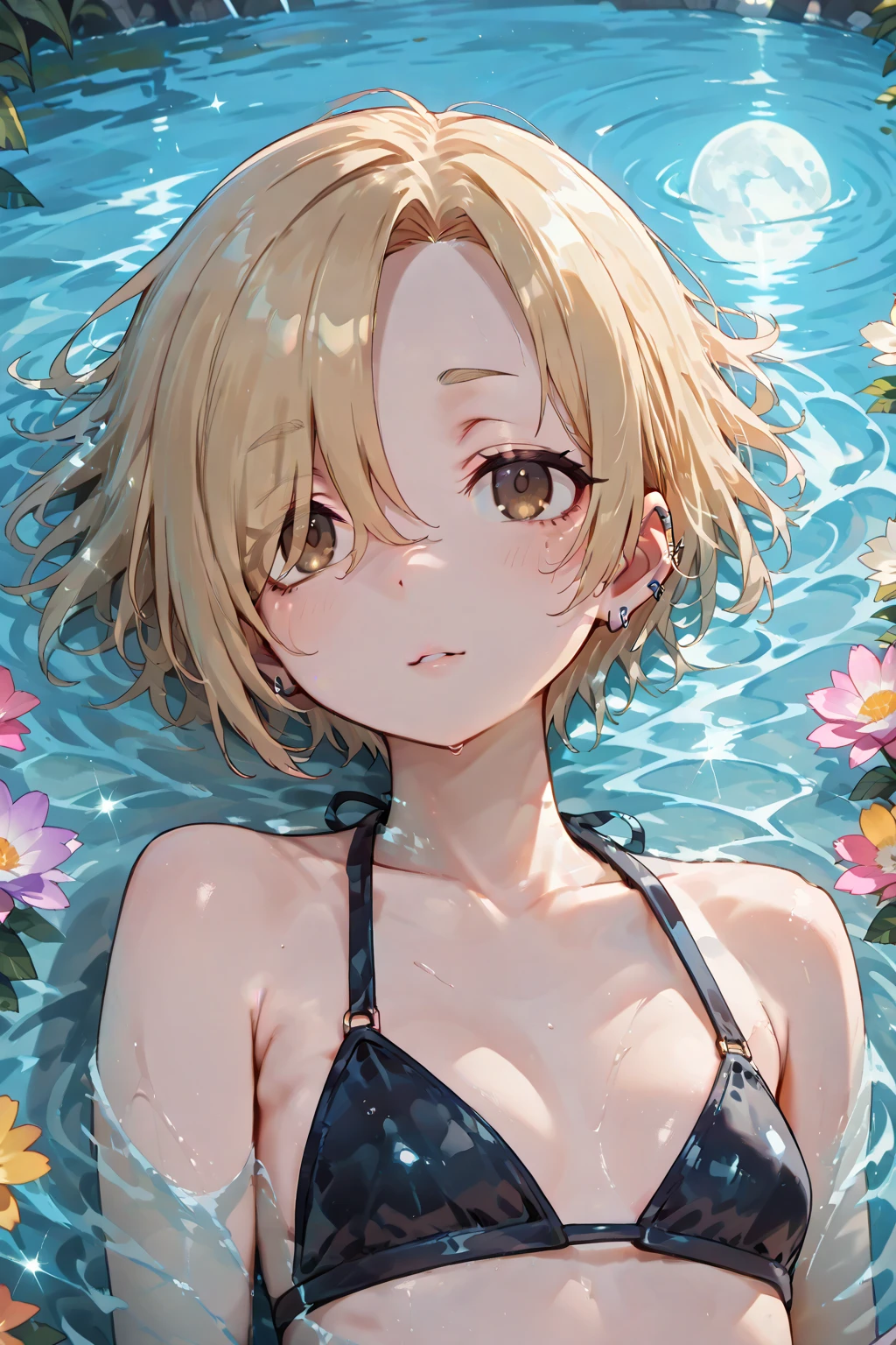 boyish　Berry Short　Slanted Eyes　Blonde　Swimwear　Pool