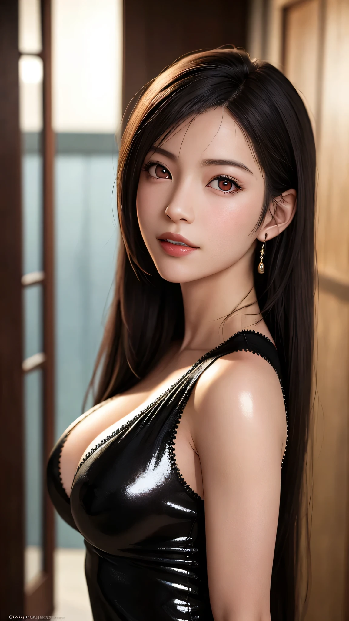 Wife,Jet black hair,Police uniform,Elegant temperament,immensely gigantic breasts,semi-nude,high - quality,Excellent details,high-definition,Artistic photos