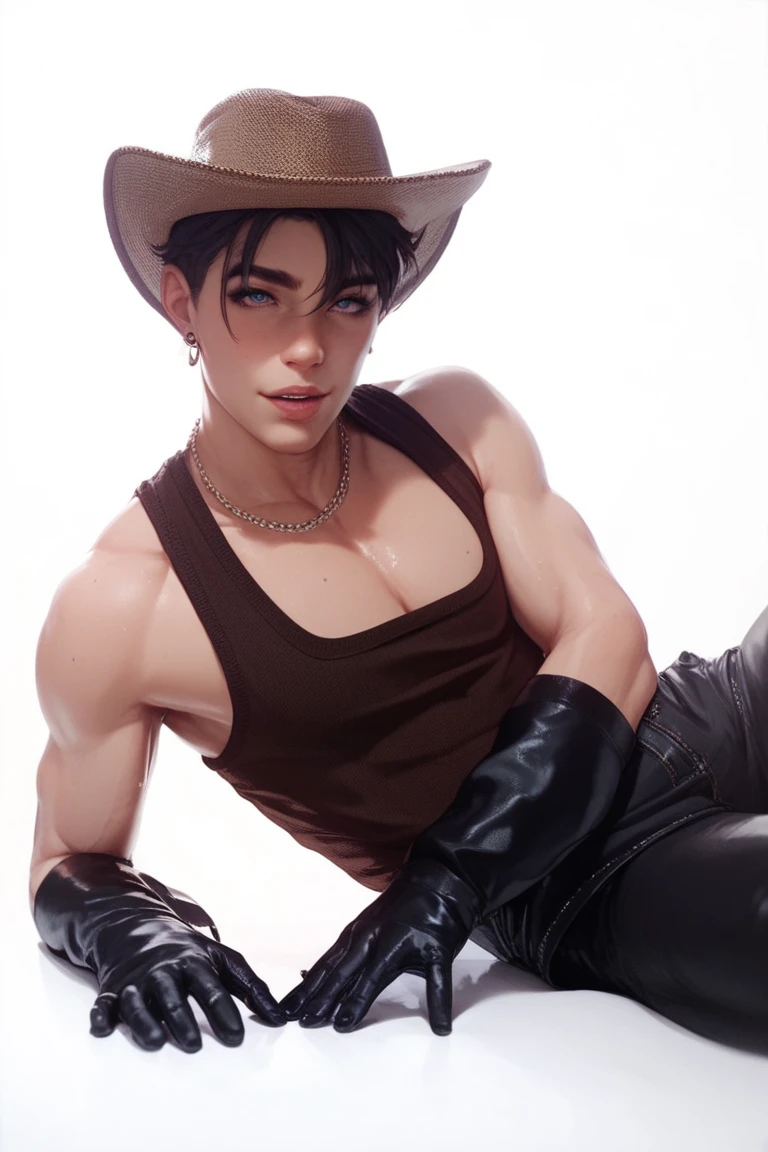 Sexy 17 year old handsome boy in cowboy clothes 