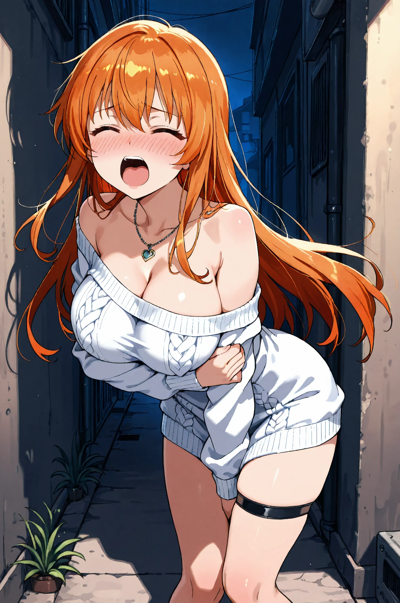1 girl, huge breasts, bun, black bun, hair bun, nipples, pussy, dilated anus, long hair, blue eyes, solo, naked, big breasts, open mouth, looking at viewer, open legs, smile, tied, blunt bangs, bangs, navel, censorship mosaic, chair, starry sky, (((multiple views))), (((ass focus))), (((all fours)))