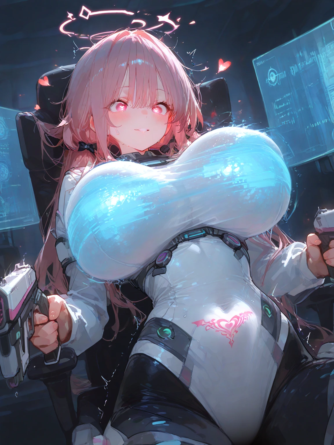(masterpiece, top quality, best quality, official art, beautiful and aesthetic),1nurse,solo,a girl wearing a pink ruffle dress,bent over kneel on operating bed,(full body:1.4),(white mecha:1.2),mechinery arms,nurse cap,cutoff,pantyhose,big breasts,(light pink and dark white),futurial hospital,(big syringe),glass infusion bottles,medical equipment,(complex large amounts of transparent infusion tubes connecting the body:1.2),vivid fancy color,streamlined design,creased crinkled wrinkled,intricate cut-outs,<lora:Clothing -:0.6>,<lora:pink dress-000008_1 _0.6+æºç²å°å¥³2_0.3:0.6>,<lora:ButtCrack:1>,butt crack,(nsfw:1.2),