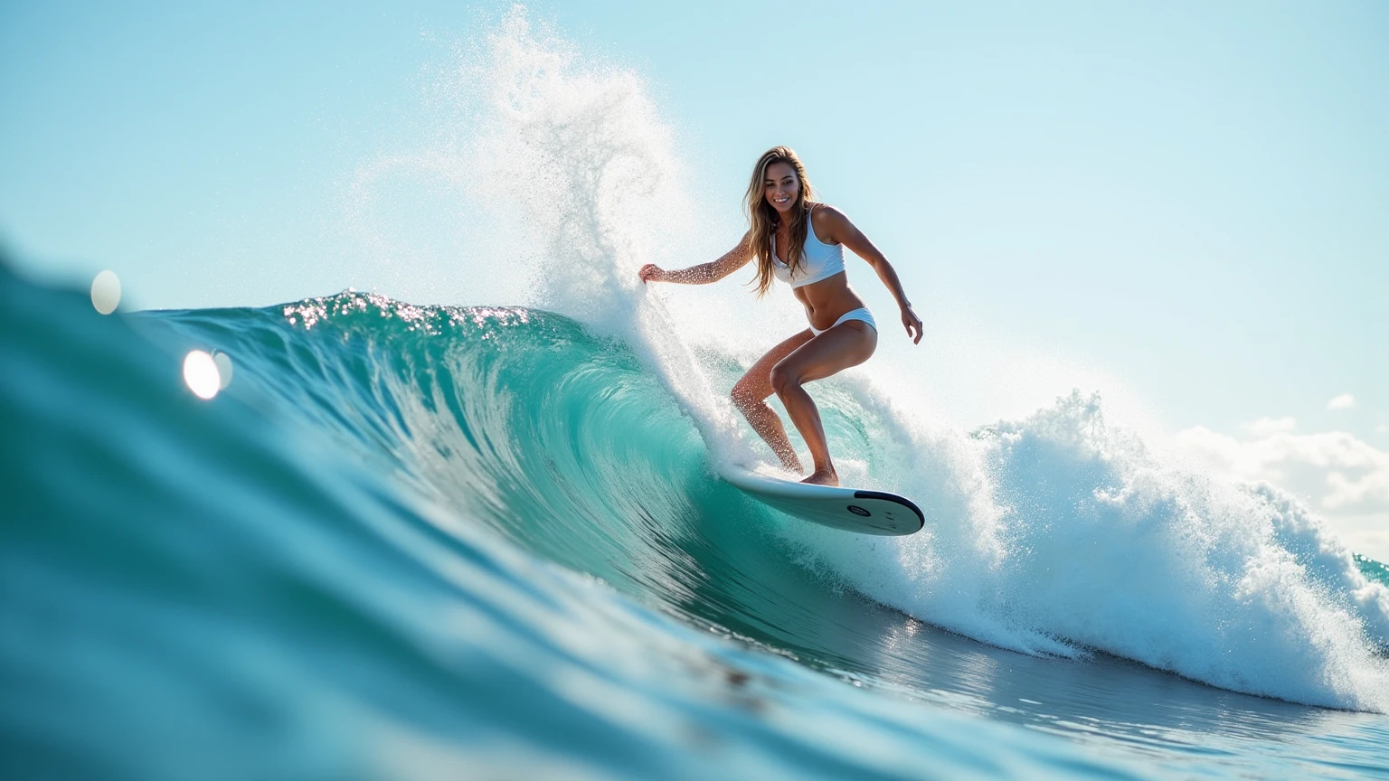 (ZoomedOut:1.28, Wide-shot) ZoomLayer (Epic photo of surfer magazine:1.37). (Full of Water, Everything Wetted:1.4) WetHair (extremely detailed Cute Girl)(SparklingHighlights:1.28), Dynamic Joyful Expressions LifeLike Rendering (ManoErina:1.0) . Overflowing Gigantic Sideboob (Clearly Visible Beautiful Breast to Buttocks Line) Tiny and Roundly Butt, Detailed wet clothing texture, (Sloppy Surfboard:-1.2) Riding on waves, Sparkling water, TyndallEffect(Starry Water Particles:1.32), Whole Body proportions and all limbs are anatomically accurate