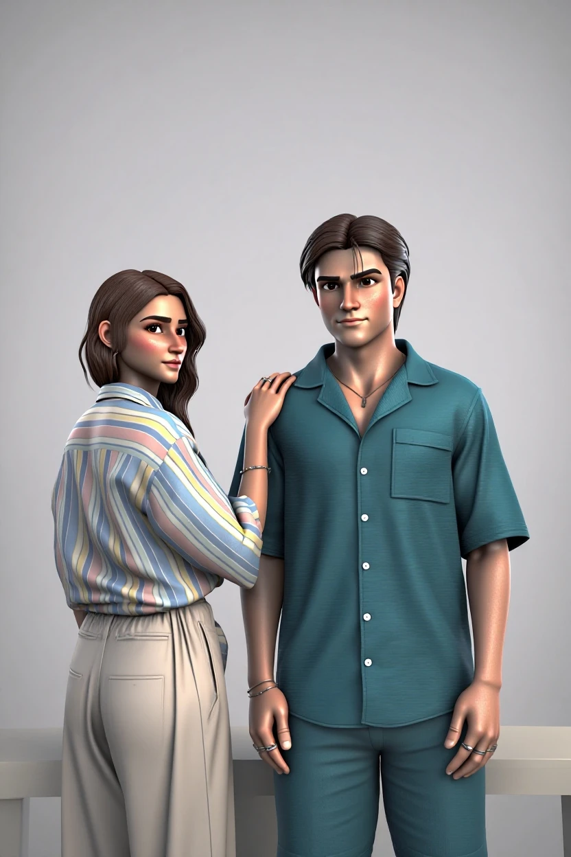 Realistic Handsome boy and beautiful girl Cyber punk  portrait ultra high quality