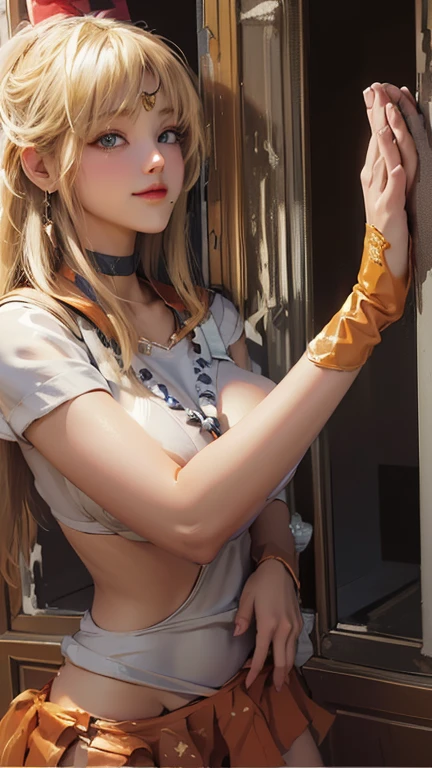 True Face, blonde, Face of Suffering,  masterpiece, Beauty,  highest quality, High resolution, Super beautiful, Beautiful Skin, reality, High resolution, Very detailed, Beautiful and detailed, Very detailed, 20-year-old, White Dress, Full body image, look of pain, Full body photo, Clear photos, sophitia, Reluctant, Screaming, Sitting upright, Hands folded behind your back 