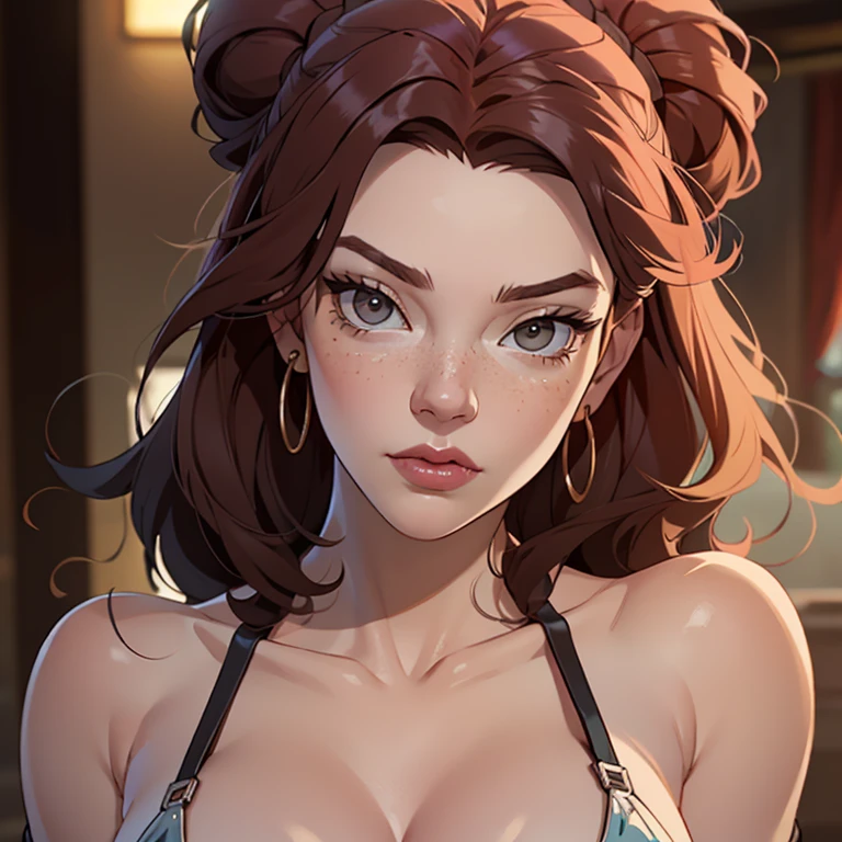 ((high detailed, best quality, 4k, masterpiece, hd:1.3)), ((best quality)), (((HD))), (((8k))), (ultraDH), (ultra HD), blue eyes, BREAK blue eyes, seductive, attractive, smooth anime cg art, 36C breasts, long legs, vivid colors, slim body, perfect skin, brown hair, long hair, light hair, brown hair, cleavage, 36C cleavage, looking at viewer, BREAK looking at viewer, extremely detailed face, earrings, gem, dark red makeup lips, dark gothic eyeshadows, dark eyeshadows, white eyeshadows, red sexy lips, dark lips, very dark lips, (perfect hands, perfect anatomy), light makeup, red medium lips, red thick lips, detailed fingers, five fingers per hand, 5 fingers, (1 girl), detailed lips, detailed red lips, red painted lips, gothic painted lips, (breast focus), (arms outstreched:1.2), (from above:1.1), (breasts out:1.3), (off shoulder:1.1), (((red bra with straps))), (((Pauline like a a busty pornstar))), (((paizuri specialist pornstar))), (((fuckable breasts))), (((breasts facing the viewer))), (((in a nightclub with neon red lights))), (((hot cleavage))), (((hot breasts))), (((breasts Focus))), (((paizuri invitation))), (((gigantic breasts))), (((oiled)))