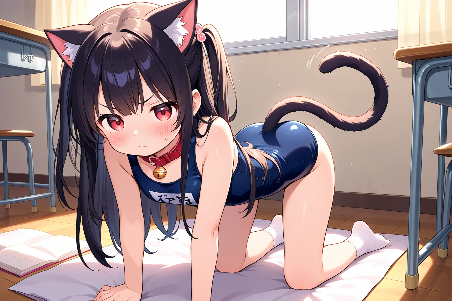 One girl, skeptical, (((sukumizu))), (((school swimsuit))), (((Kuritan Lola))), ((vaginal, missionary, POV)), (((Vaginal,Sex))),(((Cum in pussy))), (((Royal Bed))), (((Lie down in bed))), (((Perfect Anatomy))), (masterpiece:1.2), (highest quality:1.2), (Very detailed:1.2)