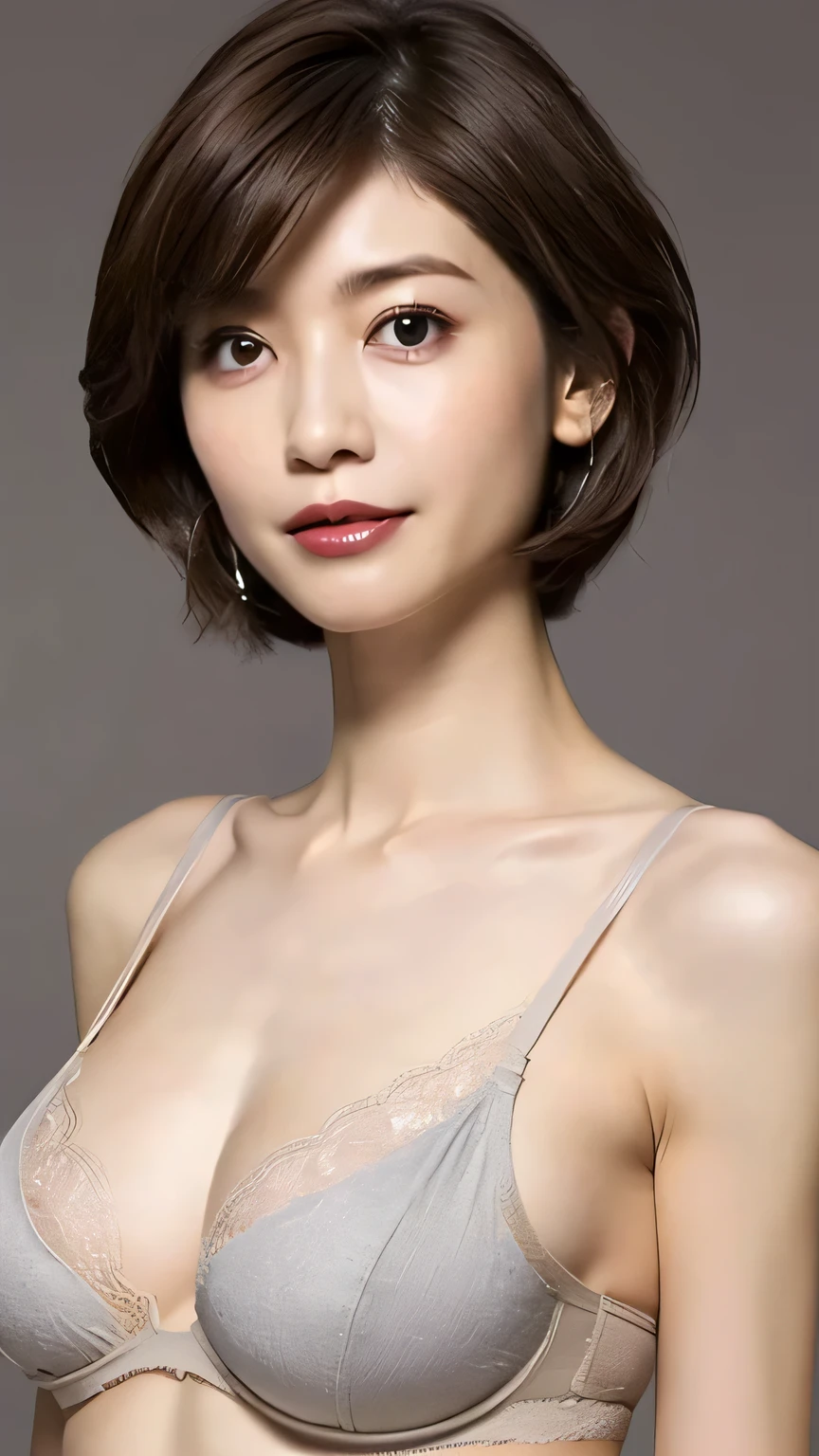 8k wallpaper、Photorealsitic、top-quality、masterpiece、extremely detailed eye、1 beautiful woman、sexy pose、cleavage of the breast、Black lace underwear、straight haired