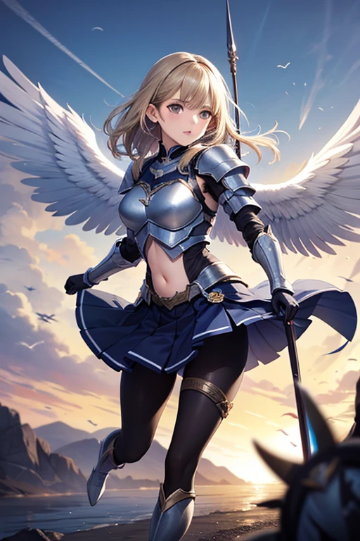 (8k, RAW photo, best quality, masterpiece:1.2), 1girl, solo focus, <lora:mgq_valkyriev0.1:0.55>, mgq_valkyrie, wings, (helmet, armor:1.2, sword above head:1.2), sky,