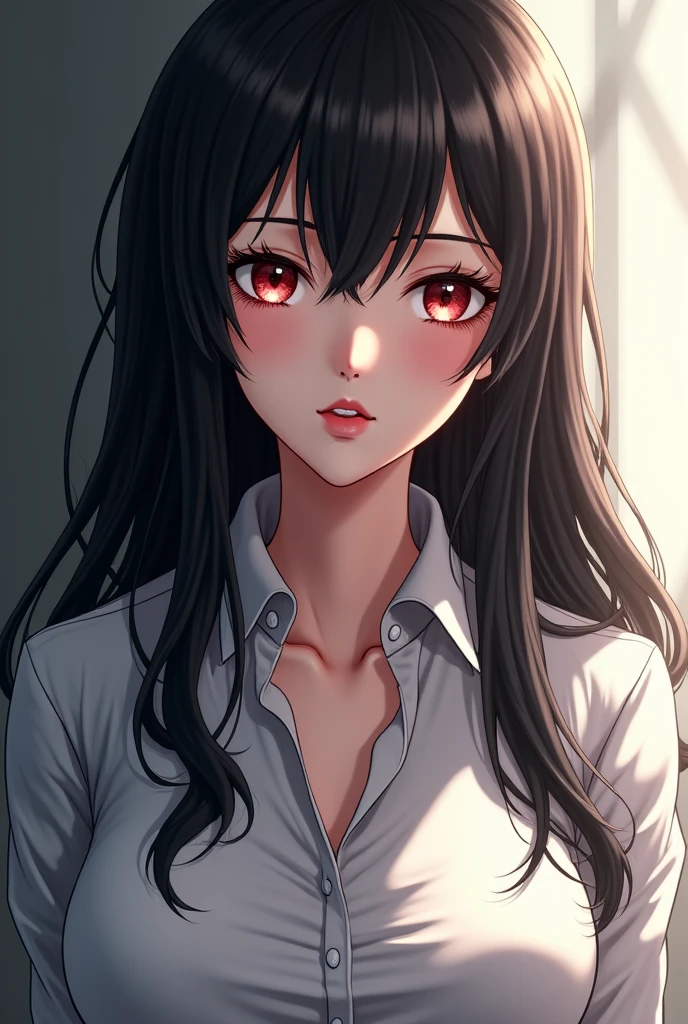 has a woman with long black hair  a white shirt, seductive tifa lockhart portrait, photorealistic anime  render, photorealistic anime, 3 d anime realistic, tifa lockhart, anime. gentle lighting, hyper realistic anime, tifa, tifa lockhart taken on canon eos r 6, tifa lockhart portrait, realistic. cheng yi, gray-haired tifa lockhart