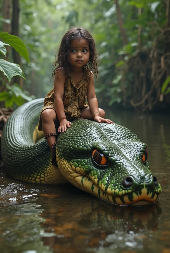   pink  wearing aroused  beautiful happy young Indian teen girl vs  Giant colossal black anaconda monster wrapped around her body squeezing her in coiled embrace cuddling and kissing        realistic in the rainforest full body, best quality wet 
