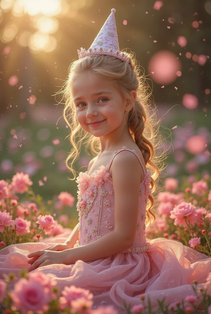 Kids blonde in pink dress holding a cup of coffee and a bag, vestido com um vestido rosa, vestido de baile rosa brilhante, menina doce, romantic rose tutu, menina cor-de-rosa, Loli, dress in the style of rococo, menina elegante, soda themed girl, estilo de conto de fadas, menina rosa bonita, Looks doces, por Wayne England, next gen, vestido rosa