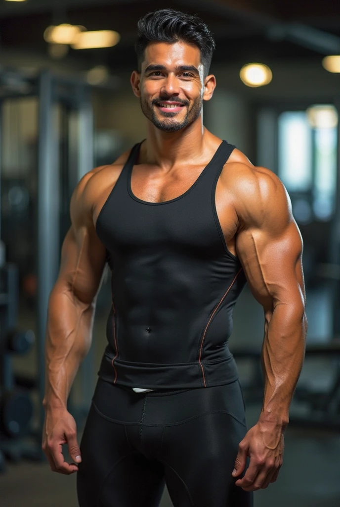Real life photos,A strong gym teacher walks into the room,Take the barbell,Black barbell,Walking posture,Fitness coach,Looking at the camera,40-year-old Asian man image,Canine,Tiger Teeth,Looking at the camera,Both hands,beard,A kind expression,Kind uncle,A polite greeting,Black short hair,Very short hair,(Fat-encapsulated muscle),Fit and fit,Thick armpit hair,Mermaid line,Loose work shorts,Dirty pants,(There is a huge King Oyster Mushroom in my pants),Leg hair,Thick body hair,Black body hair,Leg hair,cloth shoes,toe,Sexy men,full-body shot,Real person photos,Correct anatomical shape of the limbs,indoor,White Wall,daytime,Full body shot,Fine skin texture,Soft Light,Low contrast images,Highest quality,4k quality,