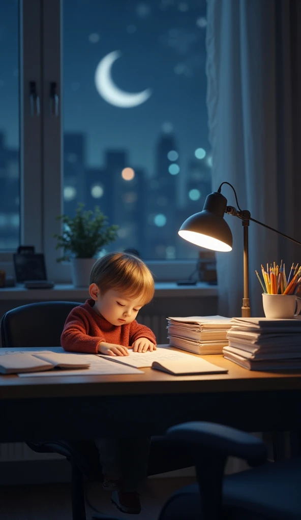 Create an image of a child studying depression 