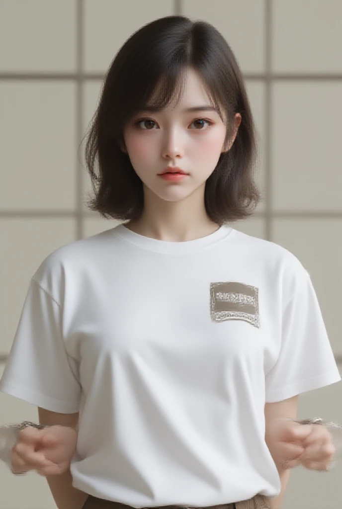 highest quality,Photo quality,Ultra-high resolution,Professional Lighting,14 years old,Beautiful face like an actress,With bangs, shorts:1.2、Amazingly cute、(((裸エプロン)))、がて見えている、キッチン、