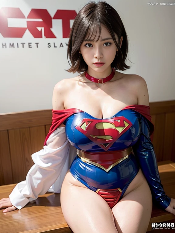masterpiece、Enamel Supergirl Costume、Short Hair、Hospital operating table、Crisis situation、Big and ample breasts、looking at the camera、Shiny、Off the shoulder、choker、Long sleeve、exy poses to seduce、Sweaty skin、Model Body Type、Alluring、charm、Enchanting、Abused、test subject、victim、Wild、Photorealistic、latex、Expose your belly、athlete、Racing Bloomers、Spread-legged masturbation、