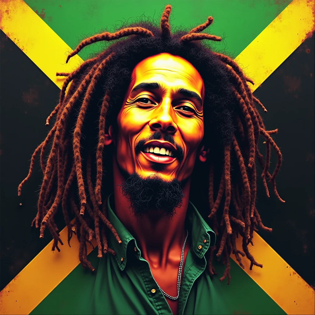 Image with the colors of Jamaica with the text, Reggae Nation Chestnut