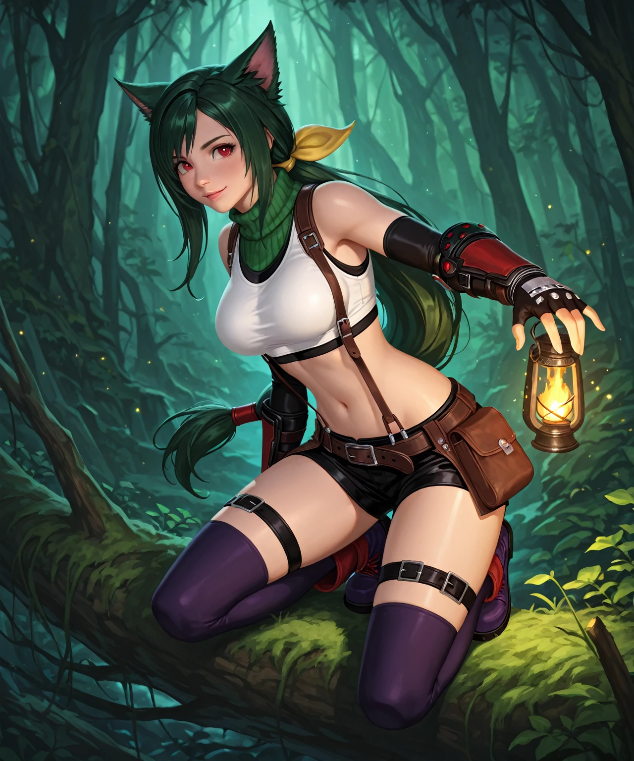 fun00d, digital art, dense foliage, Pointillism, knee level shot of a Hypnotic Tauriel, Explorer, vogue pose, Funny Robobotic Legs, Energetic, masterpiece, <lora:fun00d-000012:1>