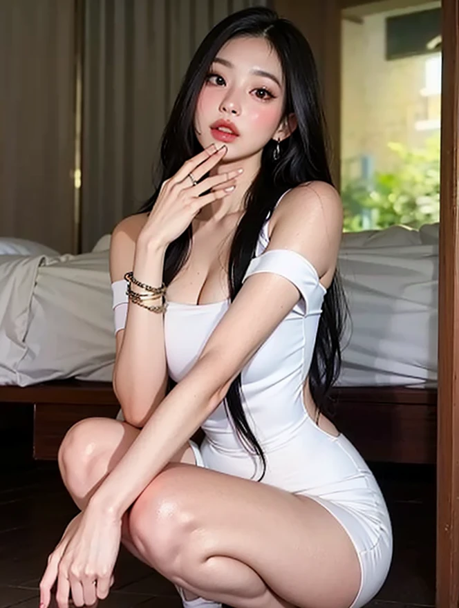 Chinese girl, white skin, shaggy breasts, big breast, 23 years old, shy smile, thick body, sexy body, curvy waist, sunny morning, milky white skin, a butterfly tattoo on the shoulder back, a big flower tattoo on the thigh, there is a tatoo says "Thasya" on the lower arm, sexy gown, lying prone, lying face down, on the red sofa, spread the legs, nakeness, full body, beautiful nail arts, thin pubic hair, wide open her legs, black hair, straight hair, sexy toe, camera from side, full body from toe to head, full body on frame