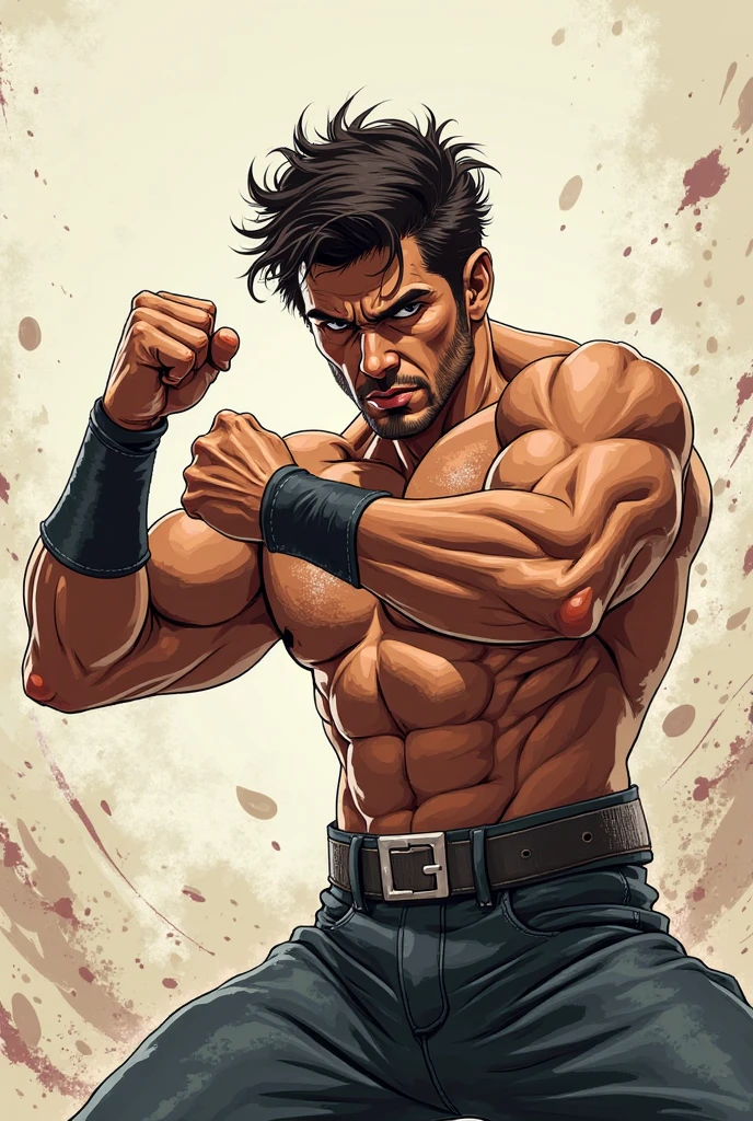Male 37 years, side cut hair, unshaven beard, a Lot of tattoo, fighter
