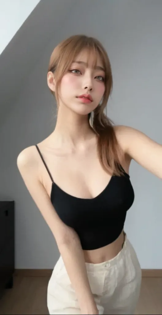 Incomparable masterpiece, perfect work of art, ((perfect female figure)), short hair, blonde hair, skinny, actual, alone, (realism: 1.4), best quality, ultra high resolution, 1 girl, porcelain, kpop idol, (extra big breasts), whole body, beautiful, masterpiece, best quality, The facial details are very rich, perfect lighting, alone, Plain makeup, tights, best quality, ultra high resolution, (actual:1.4), super detailed, masterpiece, best quality, Urzan-6500-v1.1, (actual, photoactual: 1.37), Extreme light and shadow, disheveled hair, masterpiece, Rich details, (Exquisite facial features), (highest quality photos), (masterpiece), (delicate eyes), looking in front of your eyes, The moles under the eyes are super cute, necklace, There is a mole under the left eye 5, earring best quality, Japanese female breasts, Very short Bob hair,Upper body, A beautiful woman with perfect body:1.4, Slim belly:1.2, (whole body:1.6), Super detailed face, exquisite eyes, double eyelids, soft breasts, charming expression, necklace, earring best quality,