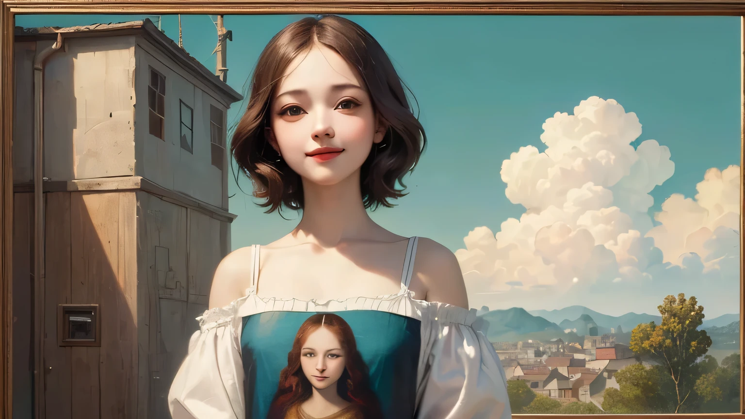 405 ((18 year old woman)),(short hair),(shortcut),(Neat hair),(Ultra High Definition),(game center),(Leonardo da Vinci Style Paintings),(Archaic smile),2025.08.15,((in the photo booth))