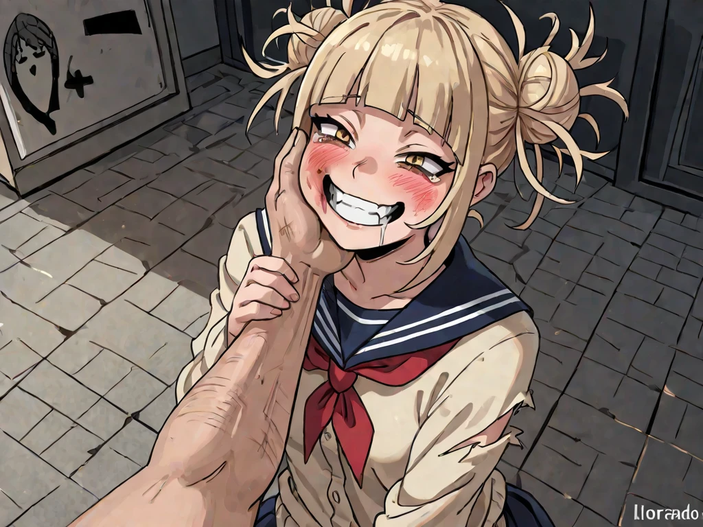 She's a pervert who likes to watch men masturbate，The man was masturbating in her room，She is watching a man masturbate，smile, the man is stroking his penis in front of her, She stares at the man's hand stroking his dick，