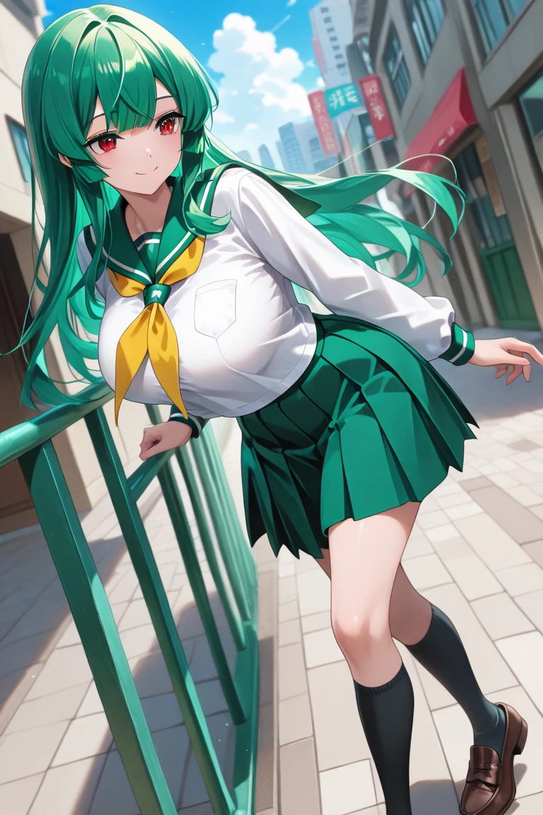 masterpiece, best quality, 1girl, solo, girls und panzer, anchovy, red eyes, twintails, drill hair, twin drills, hair ribbon,medium breasts, (anzio school uniform), (white shirt), (black necktie), (black skirt), (white pantyhose), skirt lift, from below, outdoors <lora:Anchovy:0.7>