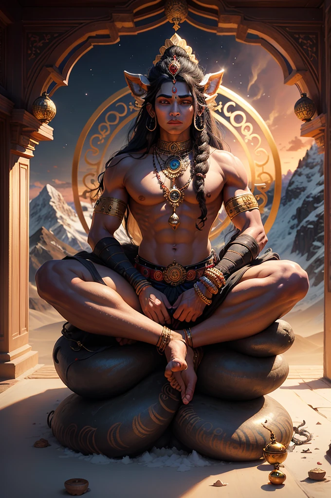 8k details,mahakal ,rudra avtar ,in front on city ,is blur ,very realistic