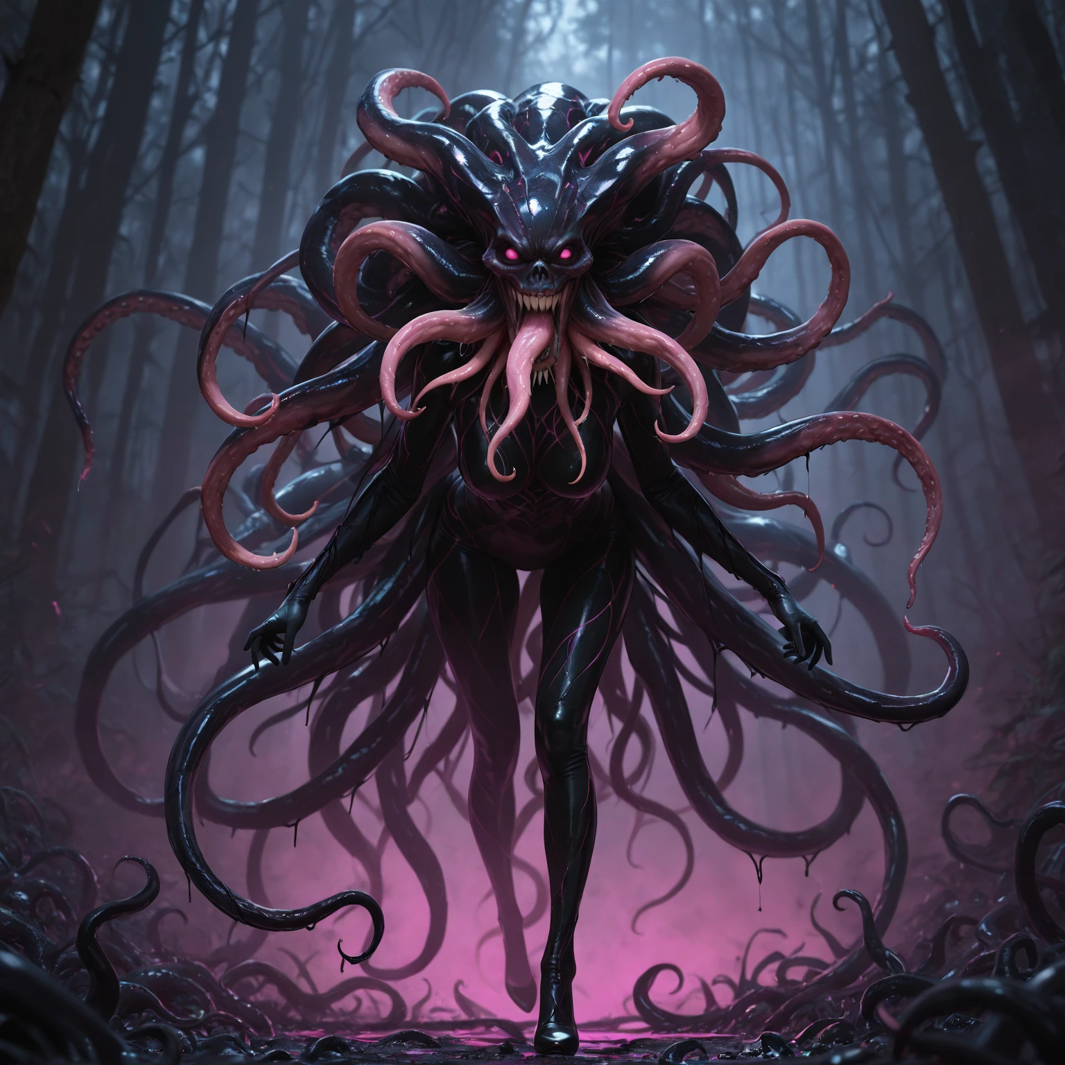 venom squid <lora:EnvyMonsterGirlXL01:1.0> <lora:EnvyDramaticPortraitXL02:1> (Cinematic-film-still-:1.3) Shallow-depth-of-field vignette highly-detailed high-budget bokeh cinemascope epic gorgeous