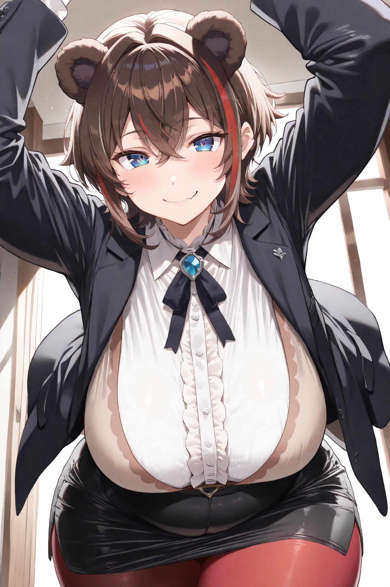 pillow,Browsing Caution,1 Girl,,,chest,尖ったchest,chestの谷間,Underbust,Side Bust Barbosa,(blush),((Embarrassing)),Spread out and masturbate((Glossy black strapless leotard))round 1(((chestを持ち上げる)))((View from below、View from below))Upper body close-up,(とても巨大なchest),Erect nipples,Bunny ears,big Breasts,big ,Brown Skin,pacifier
