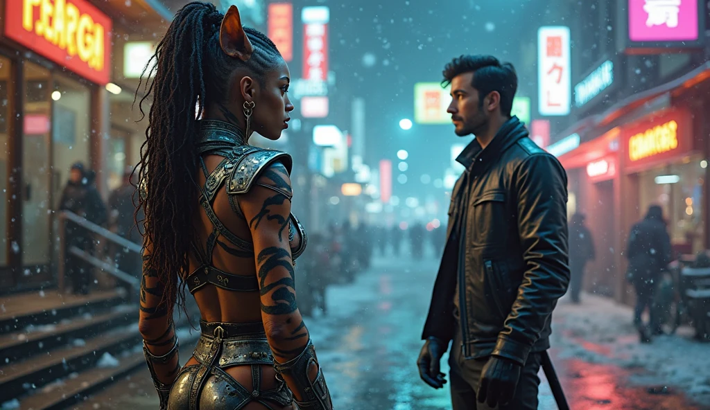 A beautiful woman, Orange eyes, (Red nose), Delicate eyes, Movie, Drawn by Greg Rutkoski, Yoji Shinkawa: 0.6 Long Curly Orange Hair, Definition, Wearing exquisite victorian armor (((Super strong)), masterpiece, best quality, Extremely detailed, ground, destroyed city background, shadow, Compared, Gray sky, style (Look at the audience: 1.2) (Texture) (Film Grain:  1.3), Ultra-high resolution, Octane Rendering, 16K