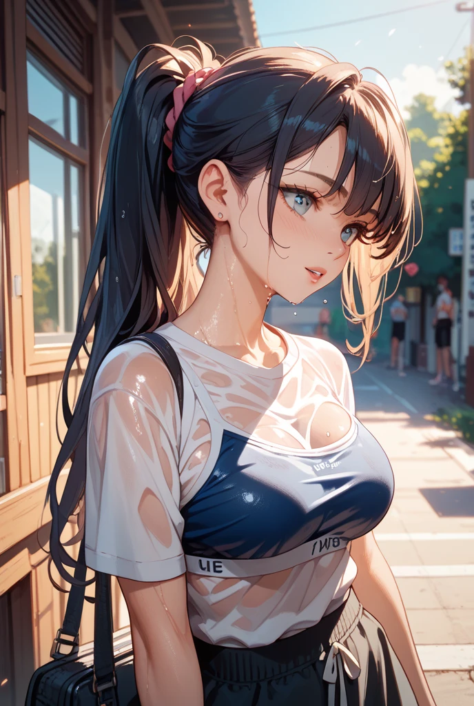 1girl, <lora:Bronya:0.6>, colorful theme, (best quality, high quality, high resolution), realistic, ultra-detailed, highly detailed face features, absurdres, realistic lighting and reflections, highly detailed face features, see through shirt, best photo,high quality illustration