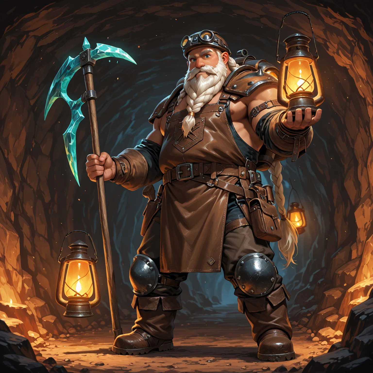 cinematic film still Delve deep into the earth's crust, a stoic dwarf armed with his trusty pickaxe, a labyrinthine network of dimly lit tunnels awaits, carved from rock by eons of relentless mining. Fiery torchlight flickers erratically along damp walls, casting monstrous shadows that dance and writhe with malevolent intent. With every swing of his mighty pickaxe, he chips away at the rock walls, driving it back inch by painful inch. Such is the life of a dwarven miner - equal parts danger and excitement, tempered only by the steadfast resolve born of generations spent toiling beneath the soil. style of Don Lawrence, style of Will Murai, style of Howard Terpning, . shallow depth of field, vignette, highly detailed, high budget, bokeh, cinemascope, moody, epic, gorgeous, film grain, grainy