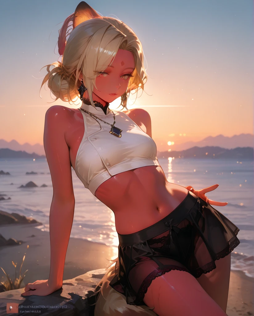 (((professional: step by step, considering even the smallest detail god level final result))): "full body view, masterpiece, best quality, ultra detailed, anime style, Epic lighting, cinematic composition, super (ankha: animal crossing), yellow skin, cat tail, cat ears, short blue hair, bangs) , Super tight white miniskirt, sitting (from below :1.1), cowboy shot, expressionless, (looking at viewer: 1.1),professional temptress, seductive pose, outdoors, desert, sand, oasis, palm trees, river"