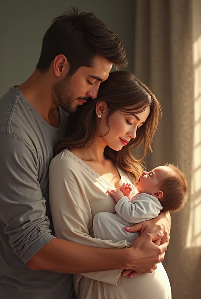 বাবা মায়ের সাথে 3 মাসের বাচ্চা