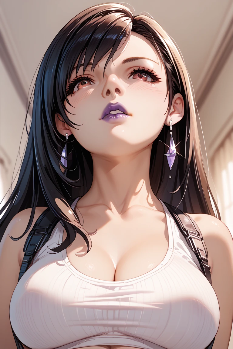 best quality, masterpiece, High resolution, a girl, Men&#39;s white collar shirt, necklace, jewelry, pretty face, big breasts, more than_Body, Tyndall effect, lifelike, dark studio, edge lighting, two-tone lighting, (HD skin: 1.2), 8K Ultra HD, SLR camera, soft light, high quality, Volumetric lighting, frank, photography, High resolution, 4K, 8K, Bokeh,