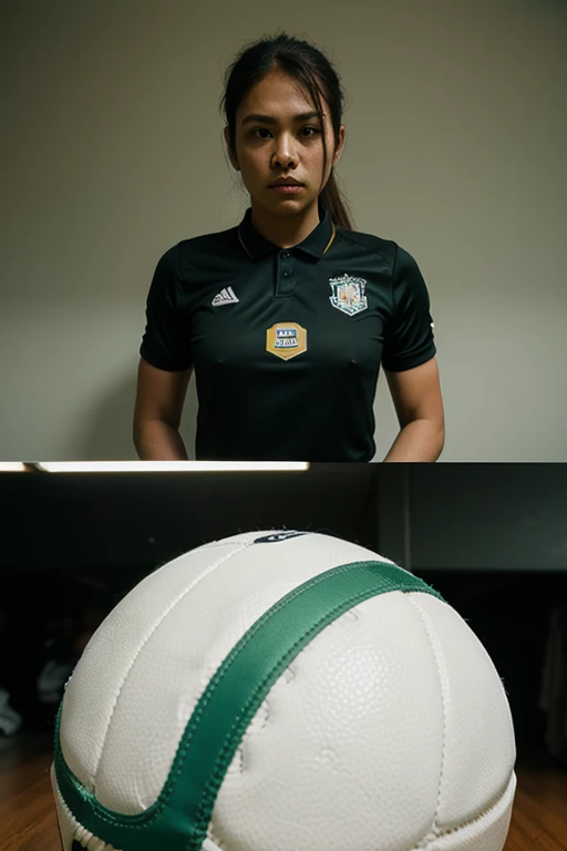 Create a logo for a volleyball club called Alma Pijao and its representative colors are gold and burgundy and as an icon he creates an Indian finishing a volleyball ball 