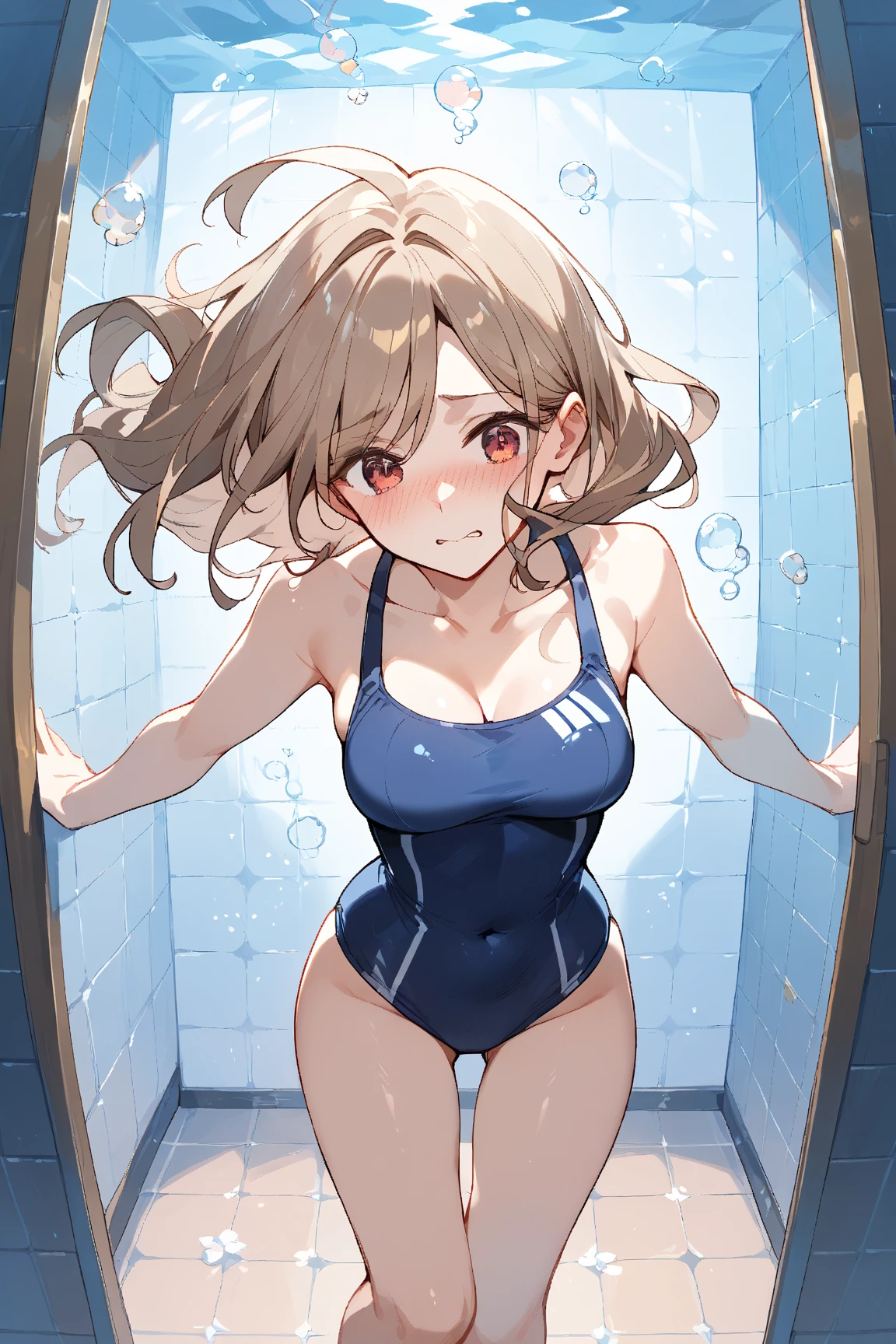 (1girl, blonde hair big hair split ponytail, sad smile) (digital) (in detailed water, (Bathing Suit , censored, identity censor)) , best quality, <lora:boldline:0.2> <lora:hairdetailer:0.2> eyedanger, <lora:eyedanger:0.9>