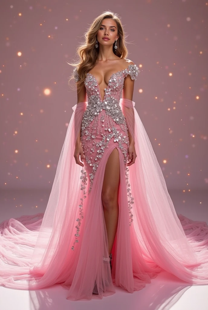 highres,absurdres,masterpiece,best quality,original,extremely detailed CG,extremely detailed wallpaper,perfect lighting,standing on the stage,looking at viewer,blurry background,bare hands,1girl,
<lora:p1nk_futur3:0.7>, p1nk_futur3,sparkle dress,glittery,