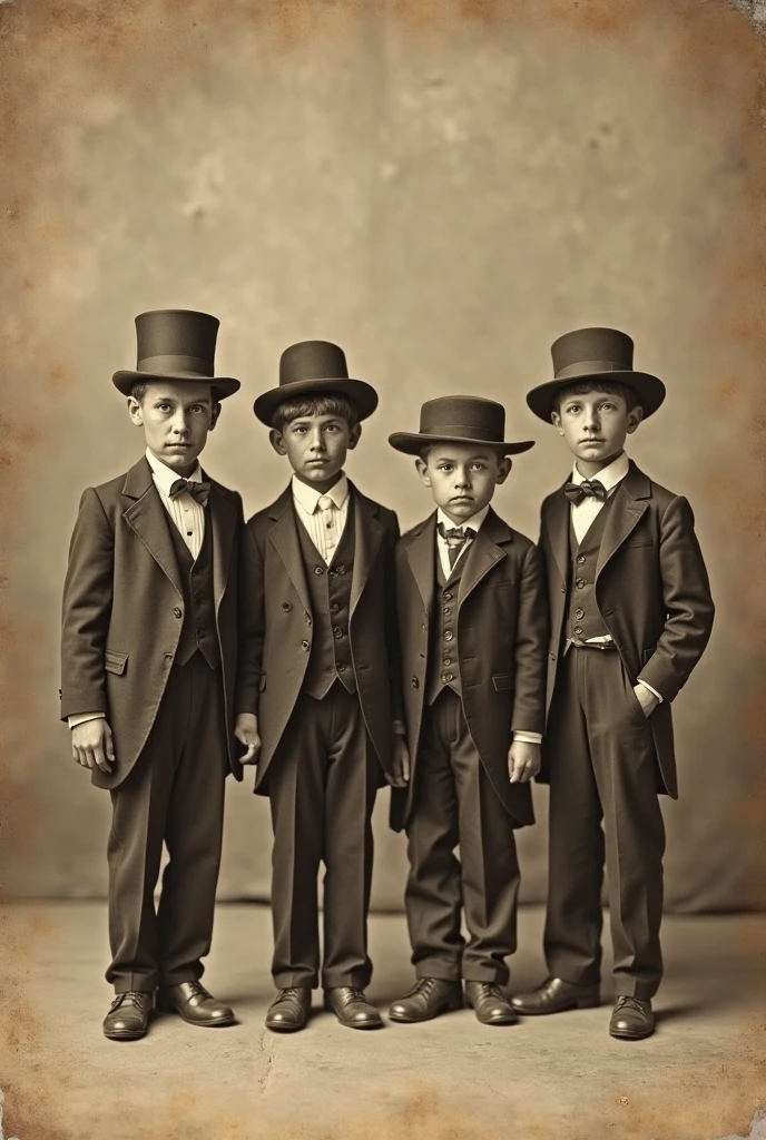 3 girls Russian children with 10 years old, WITH LONG STRAIGHT HAIR blonde, PORTRAIT STYLE, hat and jacket, Jean DeVille, is wearing a top hat, is wearing a hat, Fedora, tilting his Fedora, Rankin, top hat, Michel Ocelot, promotional image, Mario Testino, promotional photo, profile picture, wearing a top hat, masterpiece, guilt!, with hat, black stetson and coat