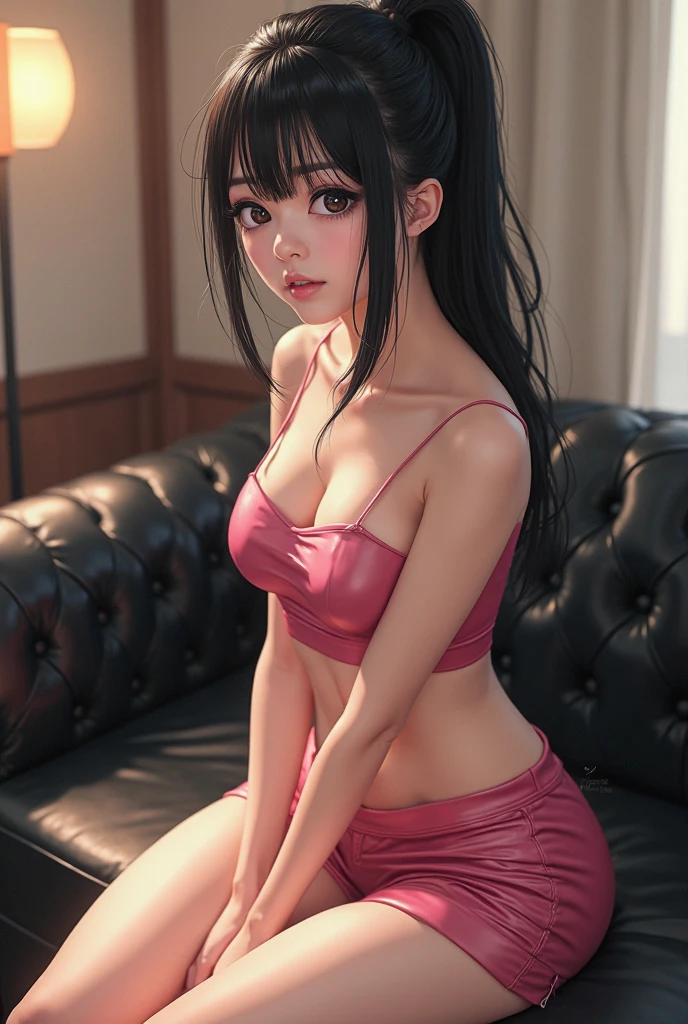 Milf,Gril,bigboob, beauty, long hair, black white hair, transparan pink panties, pink bra, toilet background, hd light and dark, balace rendering, many visual efec bacground