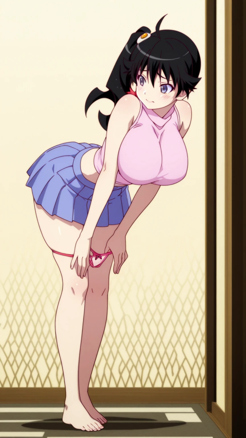 (2000'sanime, anime screencap, cel shading, high resolution, clean brush stroke, NSFW, perfect anatomy, megami magazine), open air, outdoor background, public indecency, exhibitionism (vaginal vibrator:1.0), full body, 1girl (Solo:1.5), eyebrows visible through hair, look at viewer (caring look:1.5) (vulgarity:0.0), shed tears, soft brush, open mouth (sticking out tongue:0.0), animal collar, skinny arms, mature body, shibari, BDSM, full nudity (completely nude:1.5), full-harness made of rope (light ivory Rope Bondage:1.5), breast bondage, bondage rope bind (arms behind back:1.5), gigantic breasts (alternate breast size:1.5), natural saggy tits (long pointed breasts:1.5), wide areolae (ebony areolae:1.5), highly detailed areolae (glands of montgomery:1.5), puffy areolae (nipple buried in areola:1.5), squatt (spread legs:1.2) (female pubic hair:1.3), small ass, skinny thighs, skinny legs, bare legs, tiptoes, no shoes, 